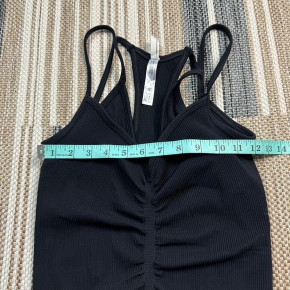 Free People Double The Fun Black Ribbed‎ V-Neck Tank Top Size M/L Women - Picture 8 of 9